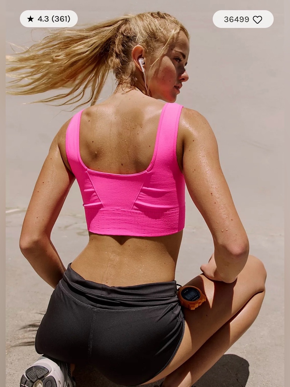 Free People Movement Hot Pink Good Karma Square Neck Sports Bra Size M/L - Picture 3 of 10